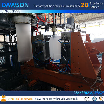 Wydajność 130 kg na godzinę, 20-litrowy kanister, wytłaczanie, HDPE, formowanie, maszyna do rozdmuchu bębnów z tworzywa sztucznego, 4,4 na 3,4 na 3,6 metra